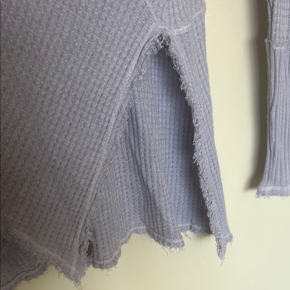 Free People Purple Ribbed Asymmetrical Long Sleeve Top - Picture 7 of 13